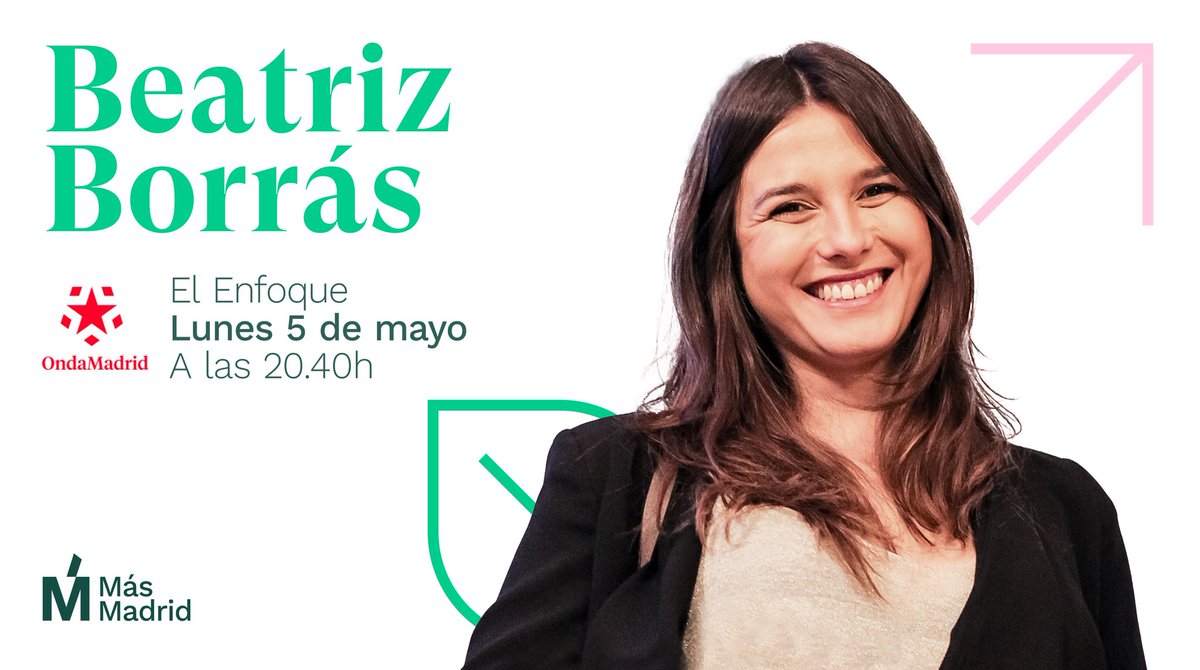 Más Madrid (@masmadrid__) on Twitter photo Esta noche <a href="/BeaBorrasv/">Beatriz Borrás</a> estará en El Enfoque de Onda Madrid para comentar la actualidad política.
📻 Síguelo en directo en telemadrid.es/emision-en-dir… Esta noche <a href="/BeaBorrasv/">Beatriz Borrás</a> estará en El Enfoque de Onda Madrid para comentar la actualidad política.
📻 Síguelo en directo en telemadrid.es/emision-en-dir…