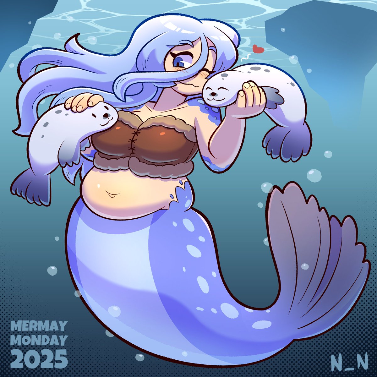 Kicking off Mermay Monday with DITYS entry of <a href="/NikoletaMer/">Nikoleta & Liryseta 🟦☁️</a>'s lovely OC, Muirenn. I fell in love with her design as soon as I saw her and just had to draw her! :) #mermay #mermaymonday2025