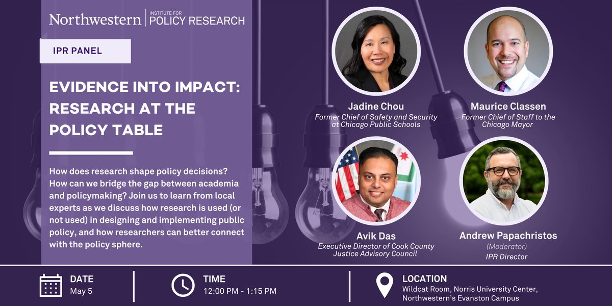 How does research shape policy decisions? How can we bridge the gap between academia and policymaking? Join us today at 12 p.m. to learn from local experts as we discuss how research is used (or not used) in designing and implementing public policy. Register now: