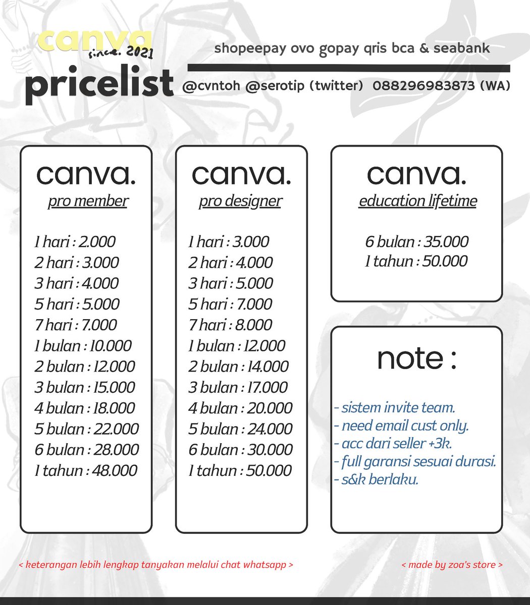 cvntoh's tweet photo. 「居.ᐟ」jual paket premium, jasa cek turnitin, sewa zoom  .ᐟ  netflix, prime, yt, viu, loklok, youku, wetv, iqiyi, bstation, capcut, am, vsco, picsart, canva pro [♡]~ silakan order dan beli  ʕ• ˕ •ʔ  #zonauangᅠ

♥。payment : all e-wallet, qris, bca, krom &amp; seabank https://t.co/lI9bDU8hOR