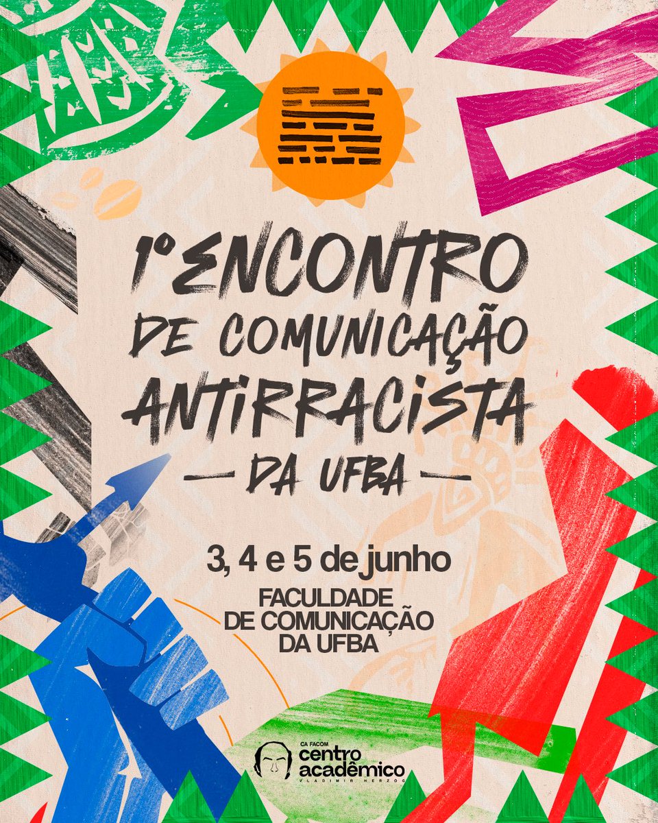 Vem aí o 1º Encontro de Comunicação Antirracista da UFBA! ✊🏽✊🏾✊🏿

Nos dias 3, 4 e 5 de junho, o auditório da Faculdade de Comunicação será palco de debates, trocas e reflexões sobre comunicação, cultura e antirracismo.