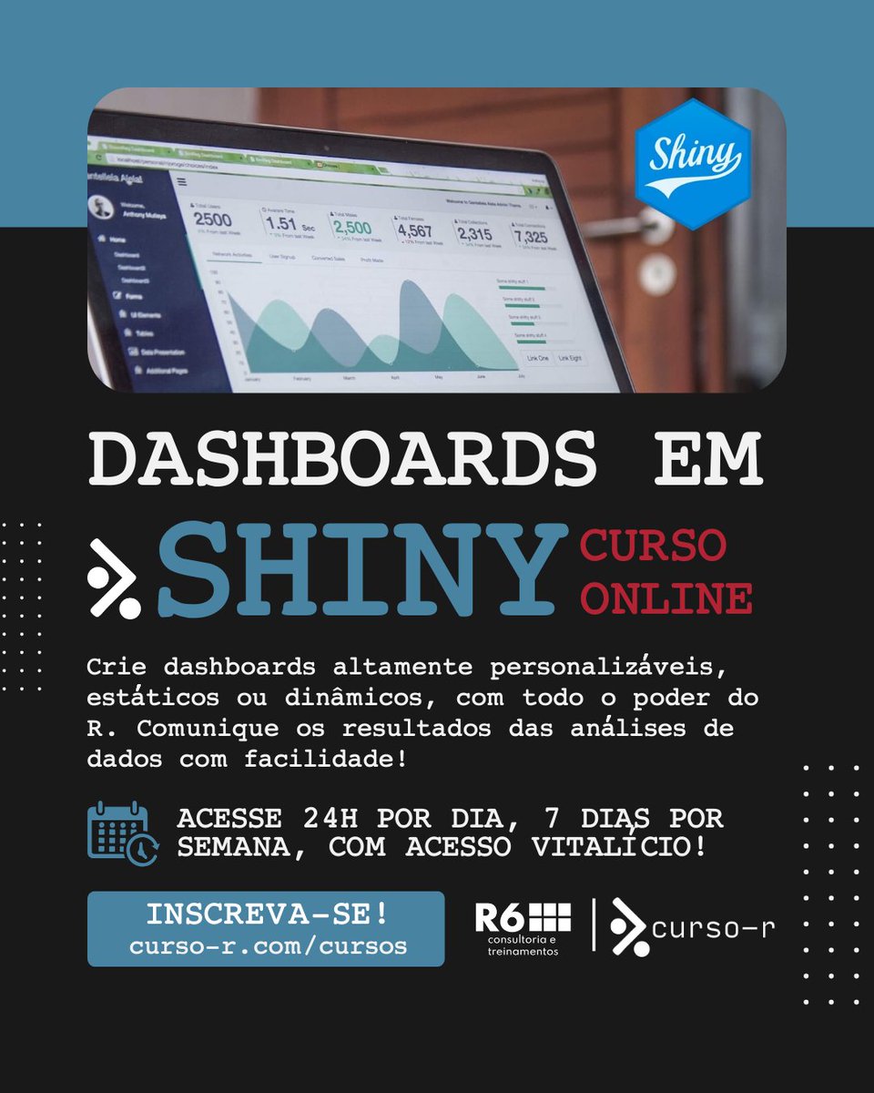 curso_r's tweet image. 📊 Já usou HTMLWidgets no R?
Com poucas linhas, você cria gráficos, tabelas e mapas interativos com plotly, DT, Leaflet e muito mais.
E sim, tudo isso conversa com o Shiny!
👉 curso-r.com/cursos
#RStats #Shiny #HTMLWidgets #DataScience #CursoR #DashboardsEmShiny