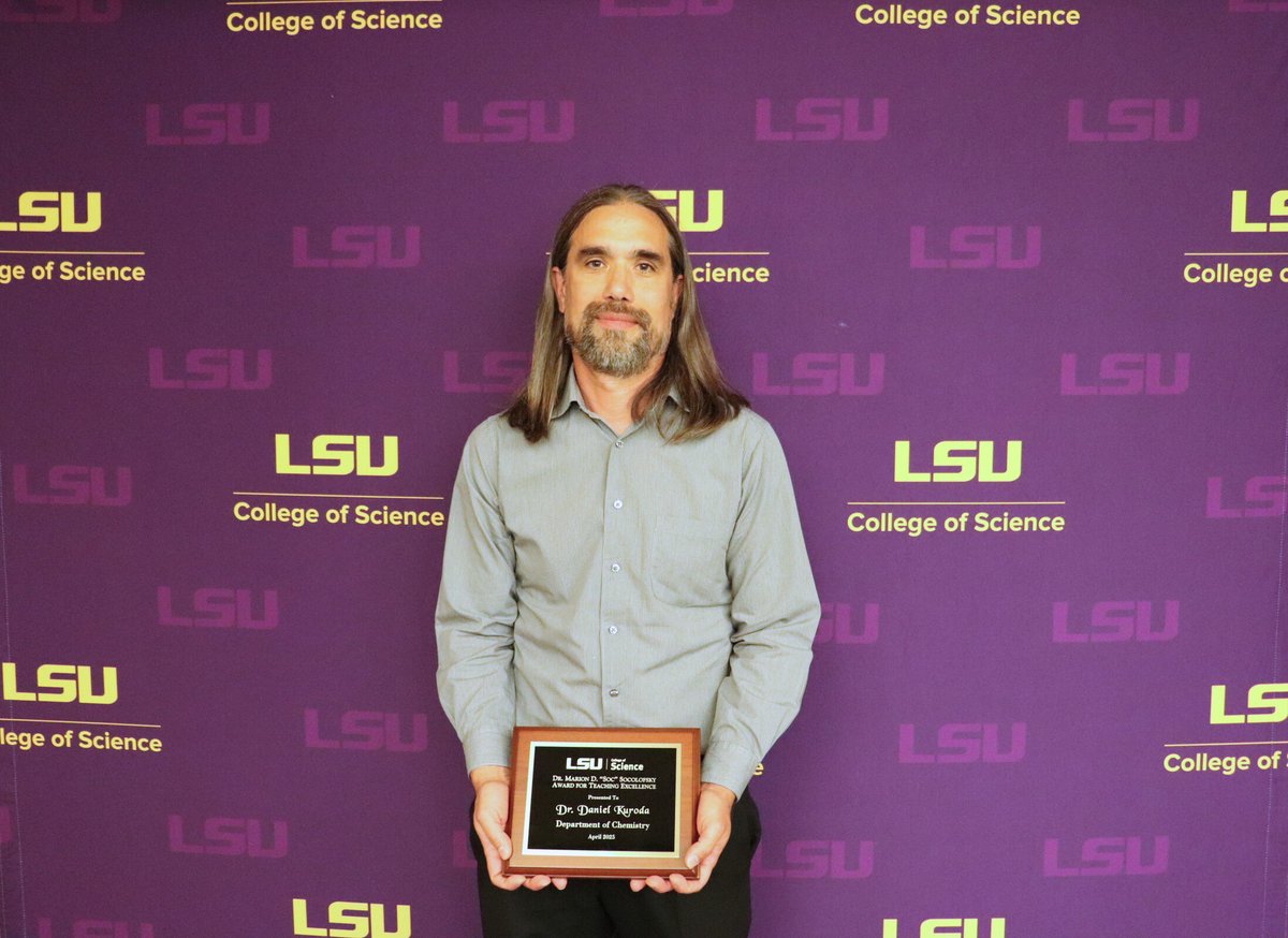 LSU Chemistry (@lsu_chemistry) on Twitter photo Congrats to Prof. Daniel Kuroda on receiving the <a href="/lsuscience/">LSU College of Science</a> Socolofsky Award for Teaching Excellence! He transforms complex topics from general chemistry to chemical thermodynamics with demos, real-world examples, & active learning that engages students. bit.ly/3RRzbOW Congrats to Prof. Daniel Kuroda on receiving the <a href="/lsuscience/">LSU College of Science</a> Socolofsky Award for Teaching Excellence! He transforms complex topics from general chemistry to chemical thermodynamics with demos, real-world examples, & active learning that engages students. bit.ly/3RRzbOW