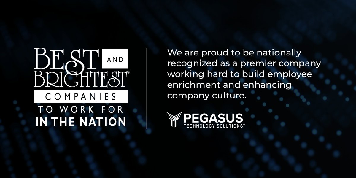 We’re proud to announce that Pegasus Tech Solutions has been named one of the 2025 Best and Brightest Companies to Work For® in the Nation! 

A huge thank you to our team for making this achievement possible. Here's to continued growth and success! 

#BestAndBrightest