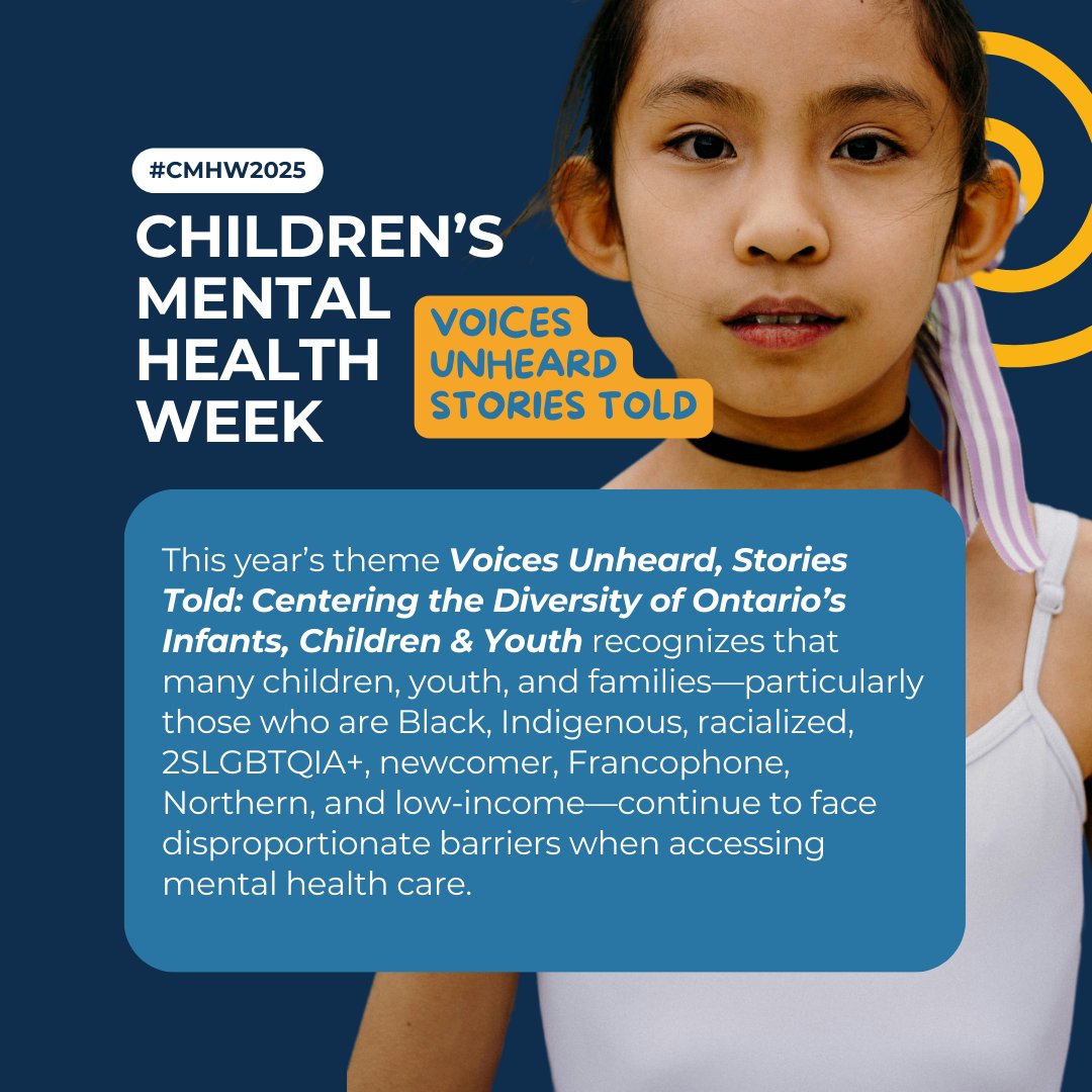 It’s #ChildrensMentalHealthWeek! 💛 This year, we’re lifting up the voices of youth who are too often excluded. Let’s create a mental health system that hears and reflects all young people. 

Learn more: cmho.org/join-childrens…

#VoicesUnheardStoriesTold #CMHW2025 
#KidsCantWait