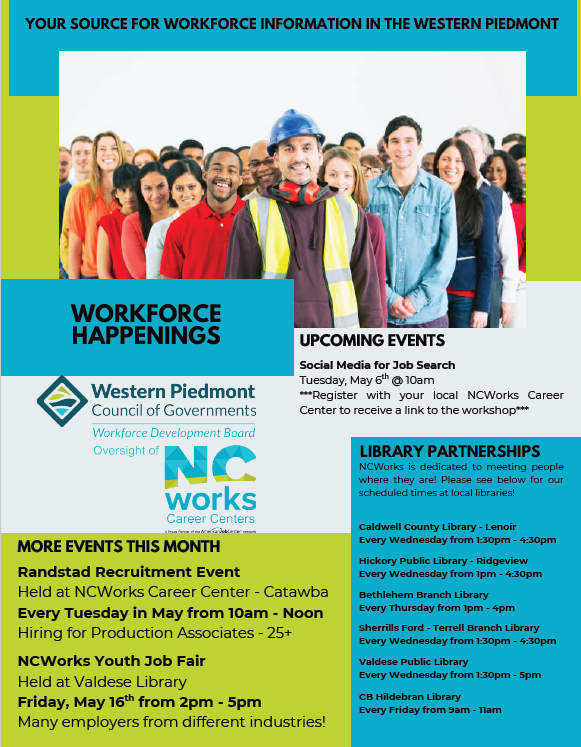 WPWorkforceDev's tweet photo. #MakeItHappenMonday
See below for this week's Workforce Happenings! There are so many great things happening in the local area this week!
#NCWorks #westernpiedmontworks #jobsearch #jobfair #jobs #careeropportunities #Careers #virtualworkshops https://t.co/zGqUYAP7uk
