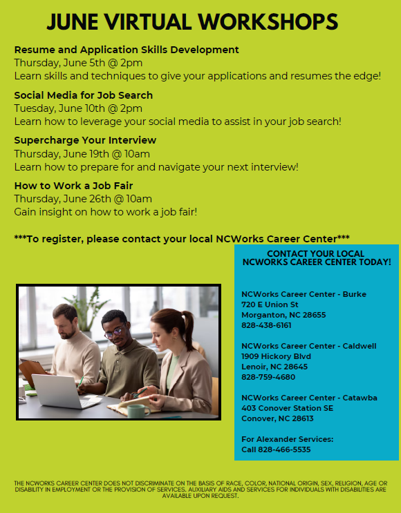WPWorkforceDev's tweet photo. #MakeItHappenMonday
See below for this week's Workforce Happenings! There are so many great things happening in the local area this week!
#NCWorks #westernpiedmontworks #jobsearch #jobfair #jobs #careeropportunities #Careers #virtualworkshops https://t.co/zGqUYAP7uk