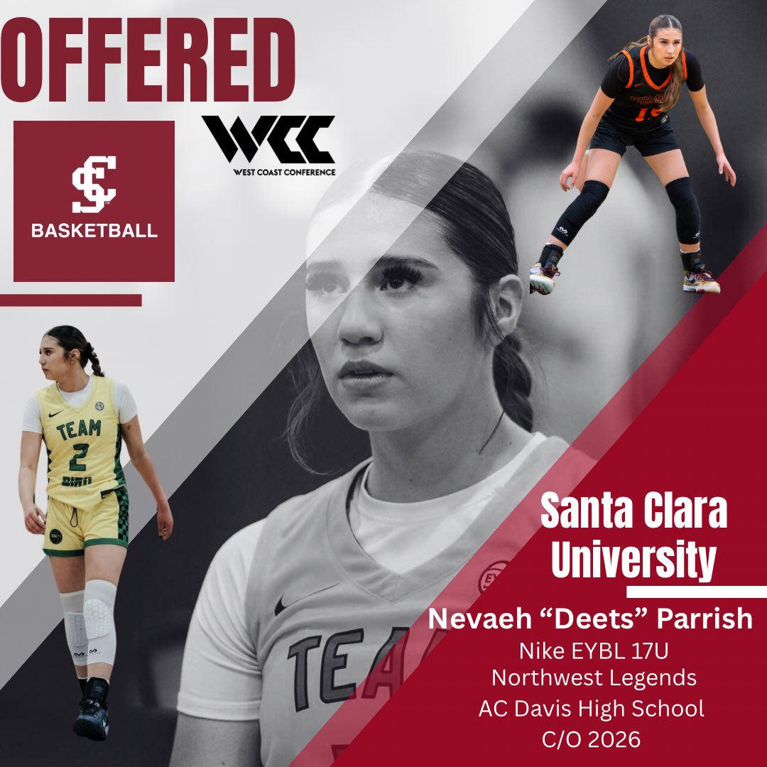 Nevaeh “Deets” Parrish (@nevaehparrish0) on Twitter photo After a great conversation with SCU coaching staff and Head Coach Loree Payne, I feel blessed to receive a D1 offer from Santa Clara University! Thank you for believing in me! <a href="/Santaclarawbb/">Santa Clara Women's Basketball</a> After a great conversation with SCU coaching staff and Head Coach Loree Payne, I feel blessed to receive a D1 offer from Santa Clara University! Thank you for believing in me! <a href="/Santaclarawbb/">Santa Clara Women's Basketball</a>