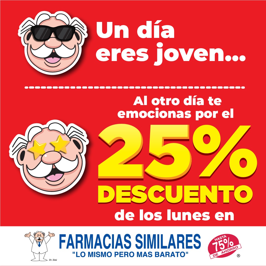 FS_0_Carrera's tweet photo. Hoy es Buen Lunes, aprovecha hasta un 25% de descuento en nuestros artículos y medicamentos 
Farmacias similares, lo mismo pero más barato 

#CdVictoria https://t.co/SrSaWVqAbf