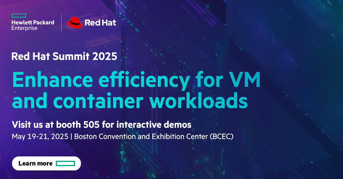 HPE_Alliances's tweet image. Boost performance and efficiency for VM and container workloads with @HPE GreenLake for @RedHat OpenShift. At #RHSummit, visit booth 505 for interactive demos that showcase innovation in action. Learn more: hpe.to/60102LnUa
#HPEAlliances @RedHatPartners @RedHatSummit