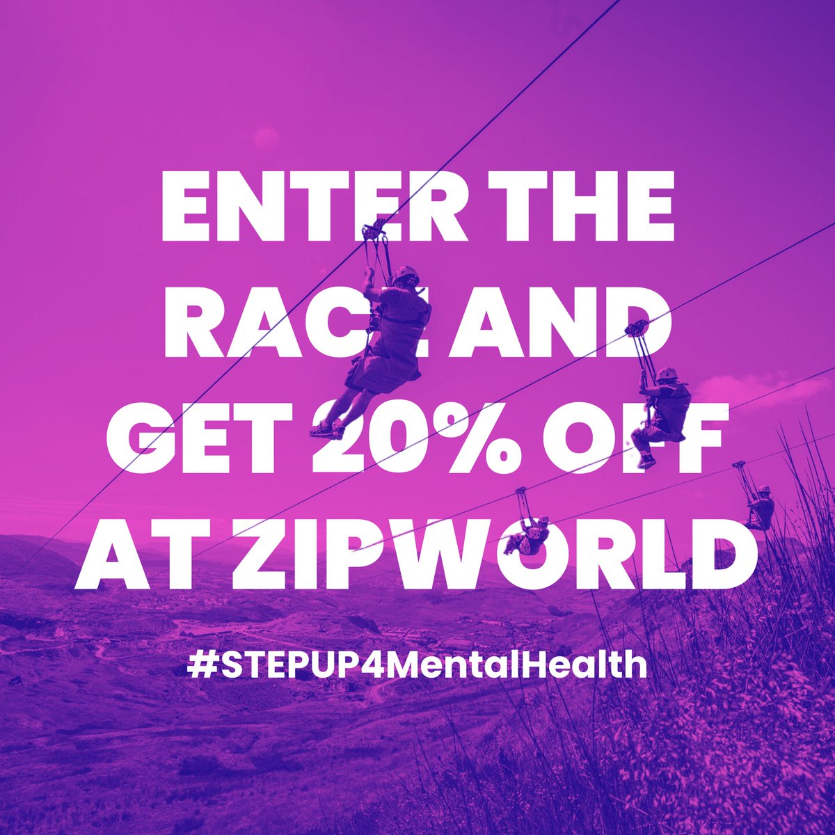 EXCLUSIVE DISCOUNT! 🎉

Enter the STEPUP4 Mental Health 2025 race between 05/05/2025–09/05/2025 to get 20% off at Zip World UK. Don’t miss out on this brilliant offer! 🏃‍♀️💨

We can’t wait to see you at QE Olympic Park on Saturday 12th July 2025.

ENTER: runforcharity.com/mind-of-the-st…