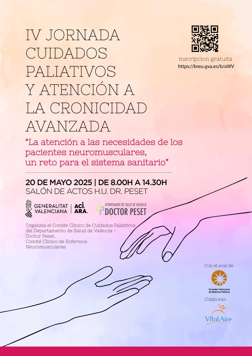 SVMPaliativa (@svmpaliativa) on Twitter photo IV Jornada d Cuidados Paliavos y Atención a la Cronicidad Avanzada.
📆 el 20 de Mayo, de 08.00 a 14.30 h
👉 Salón de Actos del H.U. Dr. Peset
INSCRIPCIONES
eformacio.gva.es/zona-publica/e… Representando a la
<a href="/SVMPaliativa/">SVMPaliativa</a> nuestra presidenta <a href="/conce_gc/">conce.gc</a>
<a href="/GVADrPeset/">DS Doctor Peset</a> IV Jornada d Cuidados Paliavos y Atención a la Cronicidad Avanzada.
📆 el 20 de Mayo, de 08.00 a 14.30 h
👉 Salón de Actos del H.U. Dr. Peset
INSCRIPCIONES
eformacio.gva.es/zona-publica/e… Representando a la
<a href="/SVMPaliativa/">SVMPaliativa</a> nuestra presidenta <a href="/conce_gc/">conce.gc</a>
<a href="/GVADrPeset/">DS Doctor Peset</a>