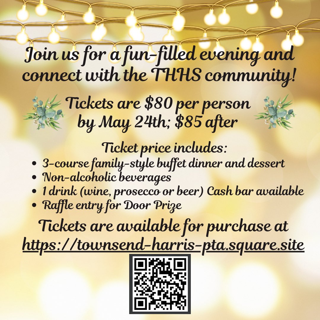 thhspta's tweet photo. Join us for a fun filled evening! 
It’s our 2025 Annual Year End Celebration! Please join us on Wednesday, June 4th at American Brass in Long Island City, NY.
Each ticket is $80 by May 24th; $85 after. 
Tickets can be purchased at 
https://t.co/Xv6VmX9nln https://t.co/v6fxRWSHlj