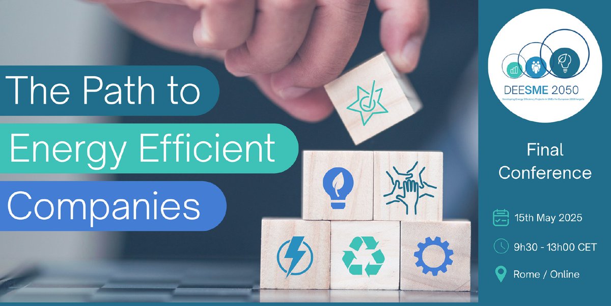 Conferenza DEESME  “The Path to Energy Efficient Companies”
📌 15 maggio 📍 Roma

↪️ Partecipazione gratuita previa iscrizione su 

↪️ fire-italia.org/evento/the-pat…