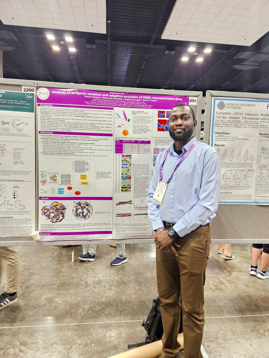 Couldn’t make to ⁦#AAI2025 but our postdoc presented our work on structure analysis of H5N1 neuraminidase gene. Congratulations Dr Adegbaju ⁦<a href="/thomaslabRIT/">Bolaji Thomas</a>⁩ ⁦<a href="/RITtigers/">RIT</a>⁩ ⁦<a href="/RIThealthsci/">College of Health Sciences & Technology  @ RIT</a>⁩ thanks ⁦<a href="/USDA_NIFA/">NIFA</a>⁩