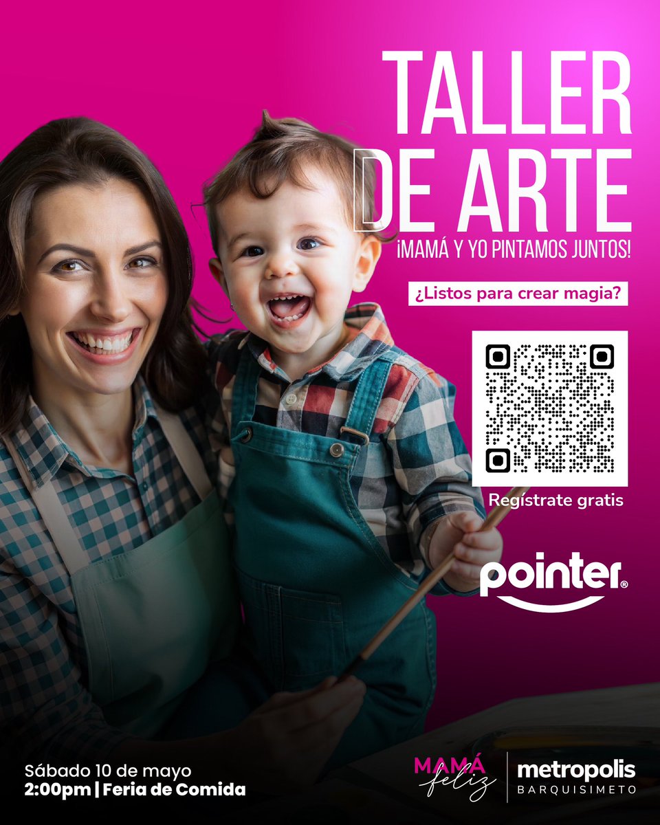 ¡Celebra a mamá con arte y creatividad! 

Este 10 de Mayo, únete a nuestra actividad de pintura en Metropolis Barquisimeto y crea un regalo único lleno de amor junto a mamá🌷✨ 

¡Vívelo junto a ella y haz de este momento un recuerdo inolvidable! 🖌️