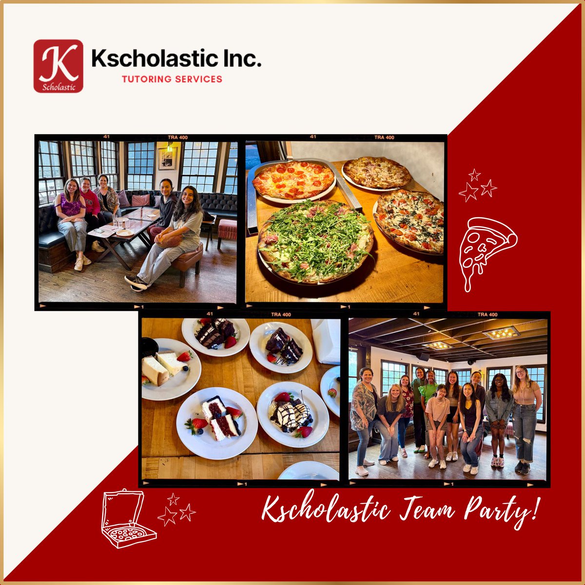 Kscholasticinc's tweet image. Celebrating another amazing school year with our team! 🎉❤️🍕

#kscholastic #tutors #houstontutor #tutoring #education #tutoringservices #sattutor #finalexams #executivefunction