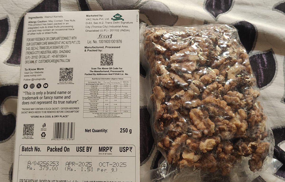 <a href="/fssaiindia/">FSSAI</a> 
Please note: <a href="/NutrajIndia/">Nutraj</a> is selling expired products in new packaging via online market places.
Opened 1 out of 4 boxes, not safe for human consumption, 3 available for inspection.

FSSAI logo &amp; license number is there on box. <a href="/jagograhakjago/">Consumer Affairs</a>

Tkt. No.: 509113263