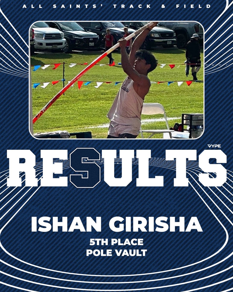 Ishan Girisha with a 5th place finish in boys' pole vault at the TAPPS 5A state meet in Waco this past weekend. Congratulations Ishan...the best is yet to come! <a href="/PTFAthletics/">All Saints' Athletes</a> <a href="/CoachBeck_PTF/">Coach Aaron Beck</a>