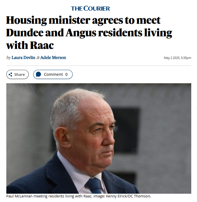 Big win for campaigners in Dundee 👏

Following my letter last week &amp; with direct pressure from campaigners, the Housing Minister will meet with residents in Dundee who are trapped by RAAC, facing huge costs through no fault of their own.