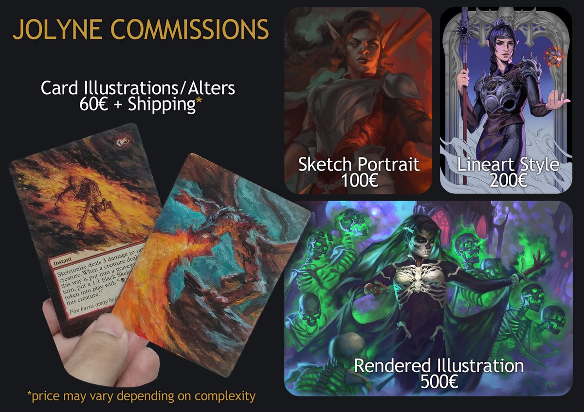 Joric_art's tweet image. Comms are open! 🖌️✨

• Card Alter/Illustration - [2 slots] 

• Sketch Portrait and Lineart Style - [1 slot]  

• Rendered Illustration - [1 slot]

Reach out to me with your request via ko-fi or to ricciutogarcia@gmail.com
