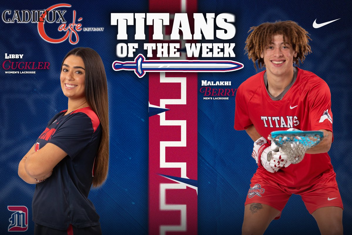 Detroit Mercy Titans (@detroittitans) on Twitter photo 👏 Congrats to your Charles Rutherford Titans of the Week presented by <a href="/Cadieuxcafe/">Cadieux Cafe</a> 👏
<a href="/UDMLAX/">Detroit Mercy MLAX</a> Malakhi Berry posted four caused turnovers and a ground ball and scored his first collegiate goal in two postseason games, helping the Titans reach the NEC Championship.
<a href="/DetroitWLAX/">Detroit Mercy WLAX</a> 👏 Congrats to your Charles Rutherford Titans of the Week presented by <a href="/Cadieuxcafe/">Cadieux Cafe</a> 👏
<a href="/UDMLAX/">Detroit Mercy MLAX</a> Malakhi Berry posted four caused turnovers and a ground ball and scored his first collegiate goal in two postseason games, helping the Titans reach the NEC Championship.
<a href="/DetroitWLAX/">Detroit Mercy WLAX</a>