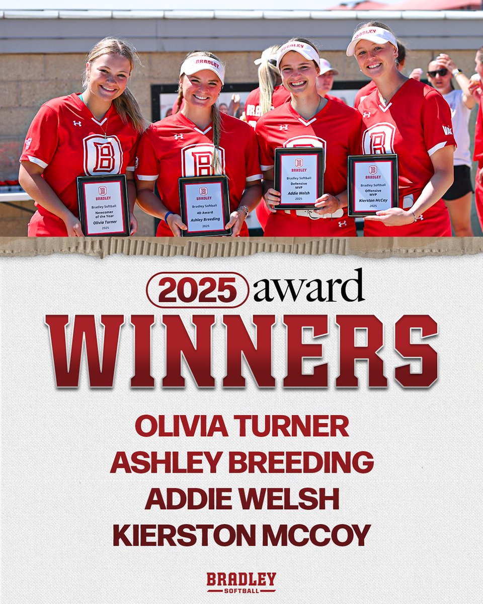 Bradley Softball (@bradleysoftball) on Twitter photo ๐พ๐๐๐๐๐ผ๐๐๐๐ผ๐๐๐๐๐ ๐๐ ๐๐๐ ๐ฎ๐ฌ๐ฎ๐ฑ ๐๐๐ผ๐ ๐ผ๐๐ผ๐๐ฟ ๐๐๐๐๐๐๐ ๐
Newcomer of the Year - Olivia Turner
4D Award - Ashley Breeding
Defensive Player of the Year - Addie Welsh
Offensive Player of the Year - Kierston McCoy ๐พ๐๐๐๐๐ผ๐๐๐๐ผ๐๐๐๐๐ ๐๐ ๐๐๐ ๐ฎ๐ฌ๐ฎ๐ฑ ๐๐๐ผ๐ ๐ผ๐๐ผ๐๐ฟ ๐๐๐๐๐๐๐ ๐
Newcomer of the Year - Olivia Turner
4D Award - Ashley Breeding
Defensive Player of the Year - Addie Welsh
Offensive Player of the Year - Kierston McCoy