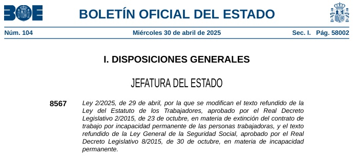 El 1r de maig va entrar en vigor la prohibició per acomiadar treballadors per incapacitat permanent
👉 procer.net/ca/noticias/el…