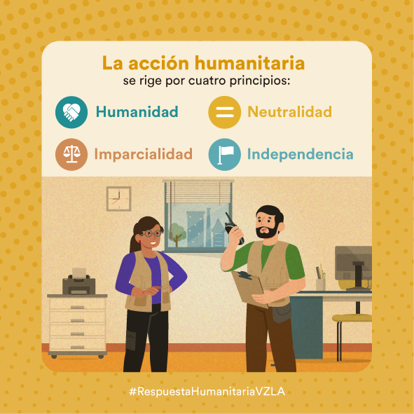 onuvenezuela's tweet photo. 👩👨El personal humanitario trabaja en pro de las personas en mayor vulnerabilidad.

Coordinamos con las autoridades y distintas contrapartes bajo los principios de humanidad, imparcialidad, neutralidad e independencia.

¿Conocías nuestros principios rectores? https://t.co/ntxH1sBo2m