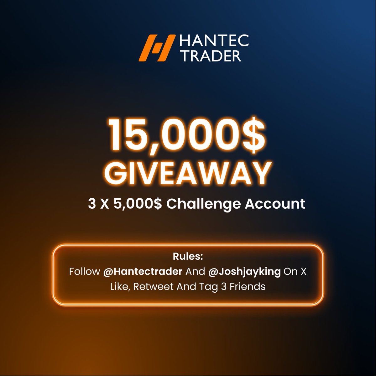 𝓙𝓸𝓼𝓱𝓾𝓪🥇💎🏆𝕏✪ (@joshjayking) on Twitter photo ✨🎁 3x$5k Challenge Account Giveaway 🎁✨
Criteria to win⤵️
⇨Follow <a href="/joshjayking/">𝓙𝓸𝓼𝓱𝓾𝓪🥇💎🏆𝕏✪</a> <a href="/HantecTrader/">Hantec Trader</a>
⇨Like & Repost this giveaway
⇨Tag 3 friends in the comments
⇨Drop screenshot of task completion in comments ‼️
Winners in 3 days 🧡🧡🧡🧡🧡 ✨🎁 3x$5k Challenge Account Giveaway 🎁✨
Criteria to win⤵️
⇨Follow <a href="/joshjayking/">𝓙𝓸𝓼𝓱𝓾𝓪🥇💎🏆𝕏✪</a> <a href="/HantecTrader/">Hantec Trader</a>
⇨Like & Repost this giveaway
⇨Tag 3 friends in the comments
⇨Drop screenshot of task completion in comments ‼️
Winners in 3 days 🧡🧡🧡🧡🧡