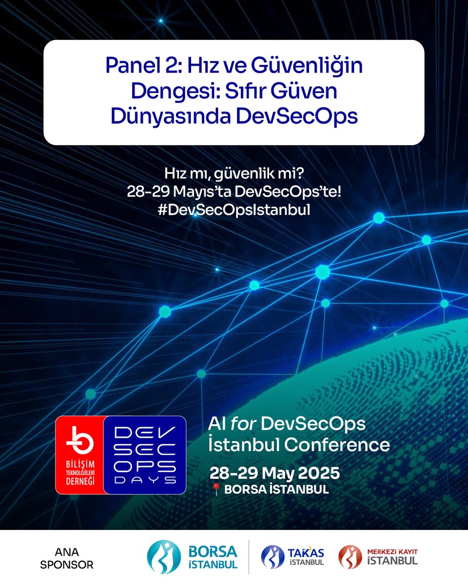 devsecopstr's tweet image. DevSecOps Days İstanbul’da hız ve güvenlik dengesi masaya yatırılıyor! ⚙️🛡️

Panel 2: “Hız ve Güvenliğin Dengesi: Sıfır Güven Dünyasında DevSecOps”
📍 Borsa İstanbul
📅 28–29 Mayıs 2025
📌 devsecopsistanbul.com

#DevSecOpsIstanbul #AIforDevSecOps #ZeroTrust #Cybersecurity