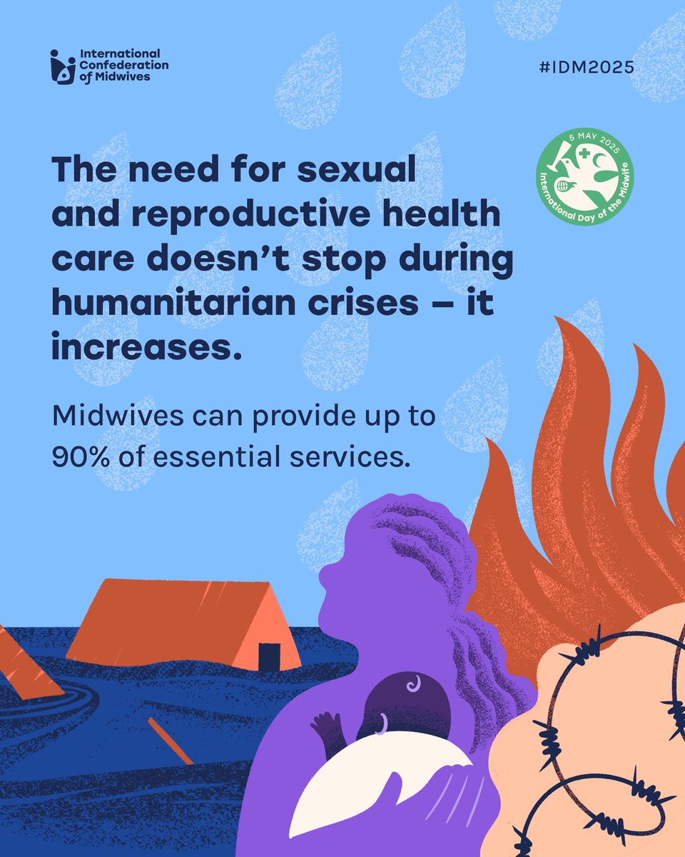 🚨In crises, women face life-threatening risks: pregnancy complications, gender-based violence, and reduced access to care.
💡 Midwives are the solution.
👉 It’s time to include them in crisis response plans.
#IDM2025

🔗 idm2025.internationalmidwives.org