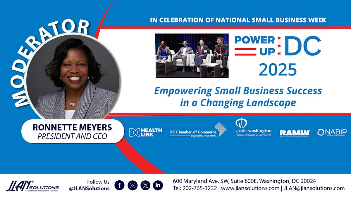 JLANSolutions's tweet image. Excited to moderate the “Established Business” panel at the 11th Annual #POWERUPDC - Small Business Summit 2025 on May 6 at the #MLKLibrary!

Register: eventbrite.com/e/11th-annual-…

@DCHealthLink @dcchamber @GWHCC @RAMWdc @nabipsocial @dcpl 
#JLANSolutions #NationalSmallBusinessWeek
