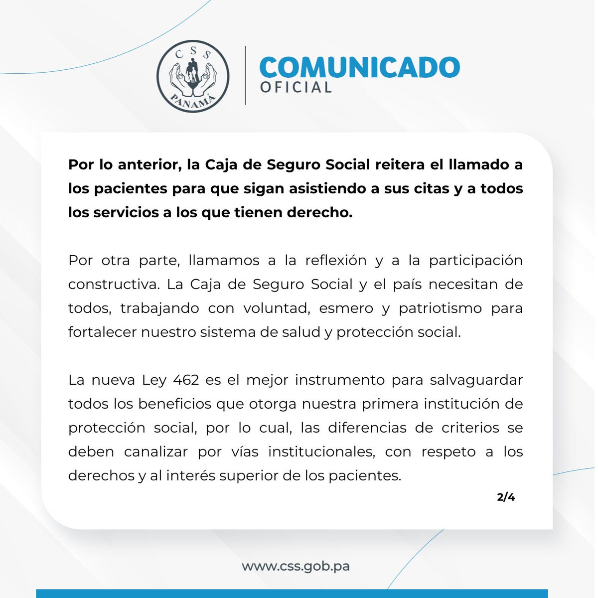 CSSPanama's tweet photo. #ComunicadoCSS | Todos los servicios médicos se mantuvieron con normalidad en la Caja de Seguro Social. https://t.co/bQWkgvQxp0