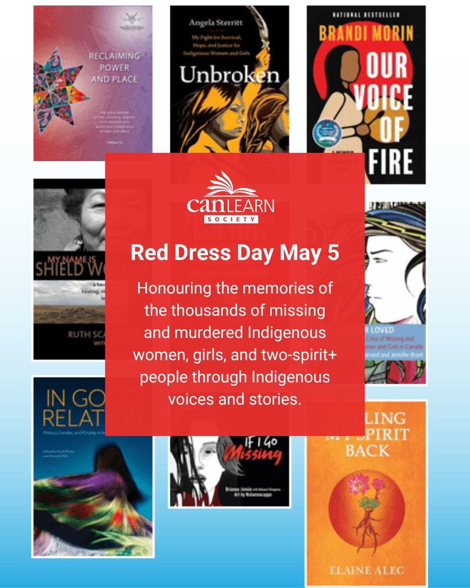 May 5 is Red Dress Day, a time to honour missing and murdered Indigenous women, girls, and Two-Spirit People (MMIWG2S+). 

Show your support by wearing red, hanging a red dress, or exploring this powerful book list from the Calgary Public Library: buff.ly/SYVoN2e