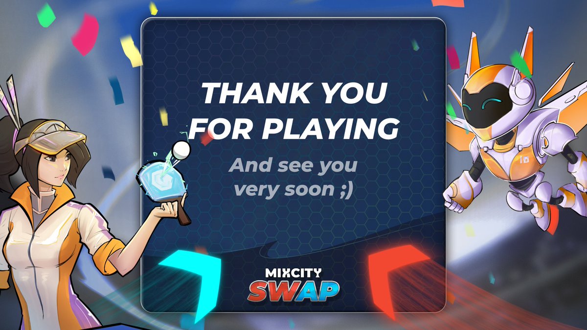 THANK YOU FOR PLAYING! 👋 ❤️
Yesterday was the final playtest for Mixcity Swap's prototype phase! Thanks for your participation and your valuable feedbacks! 🔥

Join us on May 30th as a new chapter in the development of Mixcity Swap begins! 😉 #indiegame #tcg #indiedev