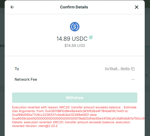 chill99_'s tweet photo. @templecrash @AIWayfinder I have gas on those networks, but still can't withdraw it. It doesn't say what kind of gas to use. https://t.co/ASDCM8Bkro