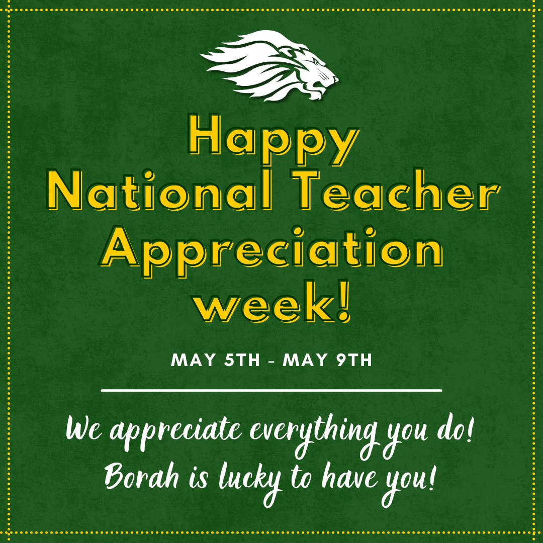 Happy National Teacher Appreciation Week to our awesome Borah Teachers! Thank you for your hard work and dedication to our students!