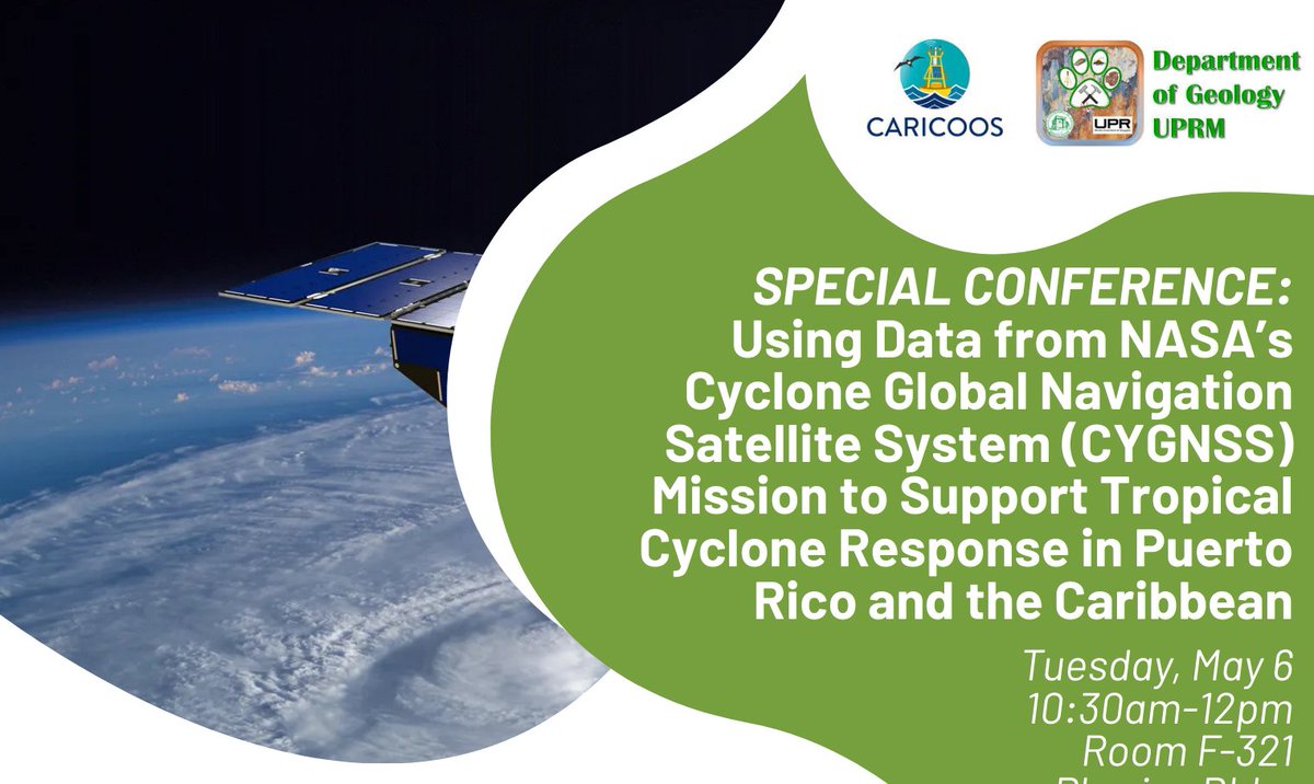 NCDP (@columbia_ncdp) on Twitter photo We look forward to the conference: Using data from NASA's Cyclone Global Navigation System (CYNGNSS) to Support Tropical Cyclone Response in PR & the Caribbean with Andrew Kruczkiewicz & Dr. Danielle Wood from MIT. uprm.edu/geology <a href="/columbiaclimate/">Columbia Climate School</a> <a href="/space_enabled/">Danielle Wood</a> <a href="/wxpizza/">Andrew Kruczkiewicz</a> We look forward to the conference: Using data from NASA's Cyclone Global Navigation System (CYNGNSS) to Support Tropical Cyclone Response in PR & the Caribbean with Andrew Kruczkiewicz & Dr. Danielle Wood from MIT. uprm.edu/geology <a href="/columbiaclimate/">Columbia Climate School</a> <a href="/space_enabled/">Danielle Wood</a> <a href="/wxpizza/">Andrew Kruczkiewicz</a>