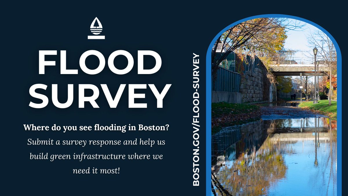 BosGreenIn's tweet photo. Rain is coming, Boston! You know what that means - time to visit https://t.co/A6F24SSa4D and bookmark the Flood Survey. Take some photos today and tomorrow and submit your responses this week. Stay tuned for GI planning next steps. Thanks for sharing your knowledge, everyone! https://t.co/L2F42RWK8u