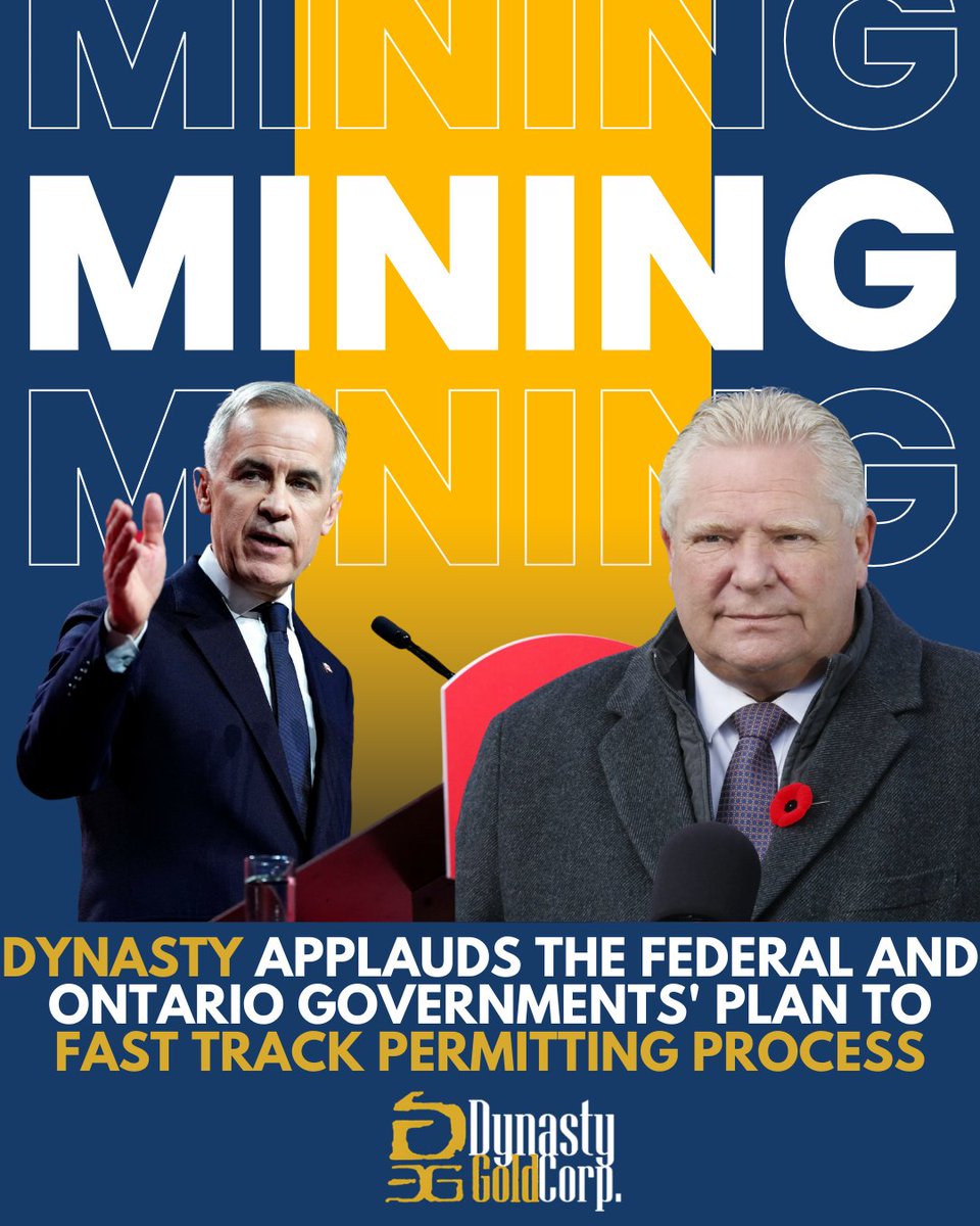 Canadian mining just got a major boost. Both the federal and Ontario governments are moving to fast-track mineral development, cutting red tape and accelerating permits. 
Dynasty Gold applauds both developments as we finish our 2025 drilling program.