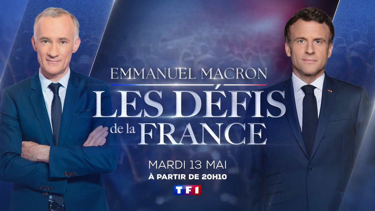 🇫🇷 "Emmanuel Macron - Les défis de la France"

▶️ Le chef de l'État sera l’invité de <a href="/TF1/">TF1</a> mardi 13 mai à partir de 20h10 dans une émission exceptionnelle

🗣️ Il répondra en direct aux questions de <a href="/GillesBouleau/">Gilles Bouleau</a> et sera interpellé par plusieurs personnalités de la société civile