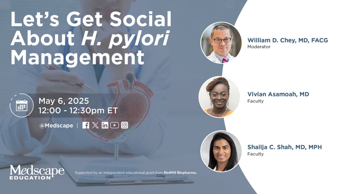 Medscape Nurses (@medscapenurses) on Twitter photo 🧪 In 2024, the ACG updated clinical guidelines for treating H pylori, still the world’s most common chronic bacterial infection!
𝐓𝐎𝐌𝐎𝐑𝐑𝐎𝐖! Watch LIVE as <a href="/umfoodoc/">William Chey</a> <a href="/DrVivianAsamoah/">Dr. Vivian Asamoah, MD, IFMCP</a> <a href="/ShailjaShahMD/">Shailja Shah, MD MPH</a> explain how to update your daily practice. ➡️ ms.spr.ly/6018S1teg 🧪 In 2024, the ACG updated clinical guidelines for treating H pylori, still the world’s most common chronic bacterial infection!
𝐓𝐎𝐌𝐎𝐑𝐑𝐎𝐖! Watch LIVE as <a href="/umfoodoc/">William Chey</a> <a href="/DrVivianAsamoah/">Dr. Vivian Asamoah, MD, IFMCP</a> <a href="/ShailjaShahMD/">Shailja Shah, MD MPH</a> explain how to update your daily practice. ➡️ ms.spr.ly/6018S1teg