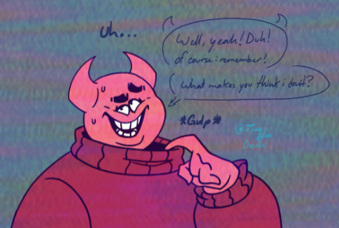 TinyBlueDoodles's tweet photo. [ART STYLE TESTING FOR FUN] 

He forgor

I just made this, but now i have a feeling like i'll get replied with memes or some shit. I feel it, i know it!!
#srpelo #sr_pelo #spookymonth #spookymonth #bobvelseb #bobvelsebfanart #bobvelsebspookymonth https://t.co/epfrrliweU