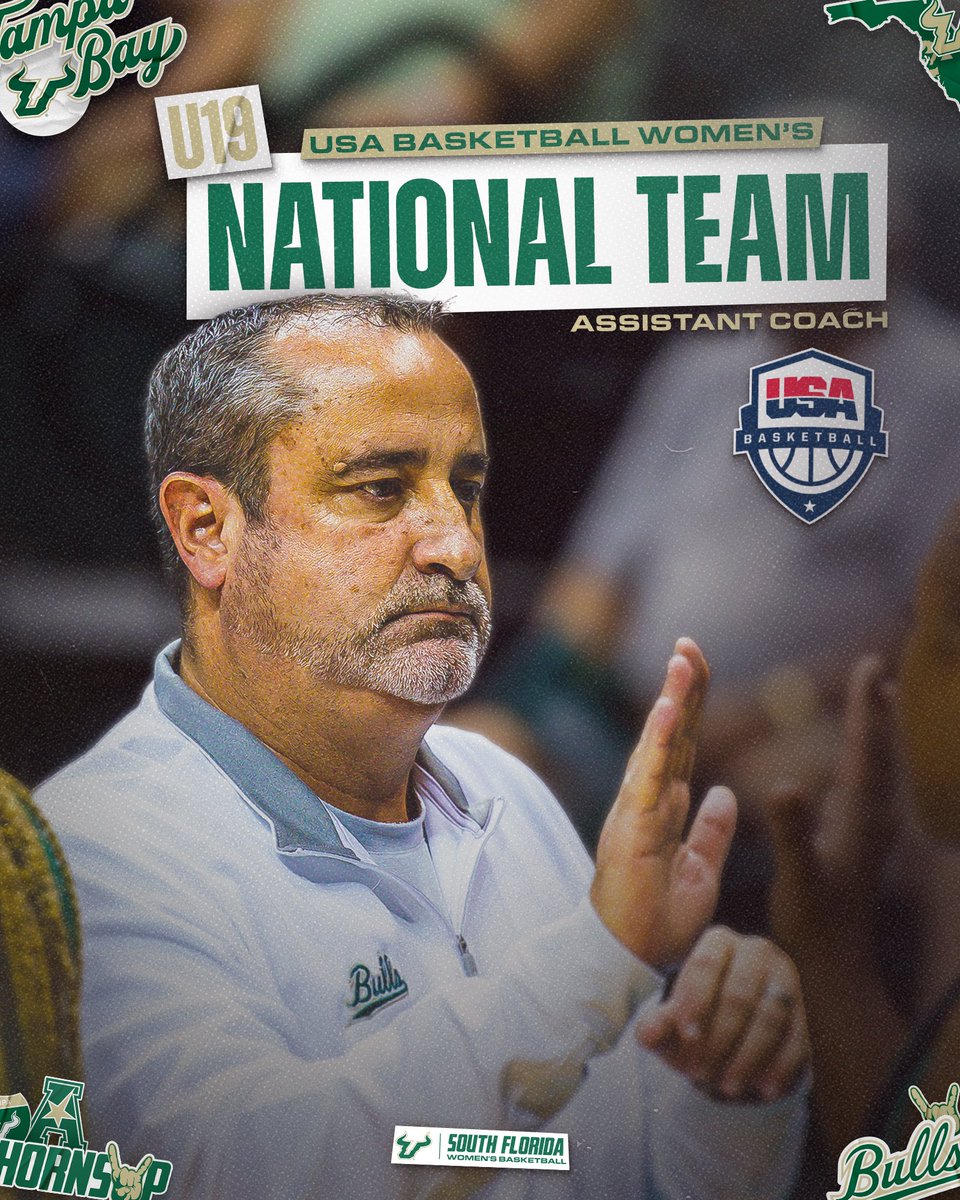 USF Women's Basketball (@usfwbb) on Twitter photo Coach Jose has been named an assistant coach with <a href="/usabasketball/">USA Basketball</a>’s U19 squad!
#HornsUp 🤘 | #RunWithUs Coach Jose has been named an assistant coach with <a href="/usabasketball/">USA Basketball</a>’s U19 squad!
#HornsUp 🤘 | #RunWithUs