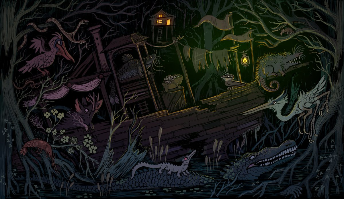 SparrowLucero's tweet image. swamp creatures
(for @AvantrisLegends's The Crooked Moon)