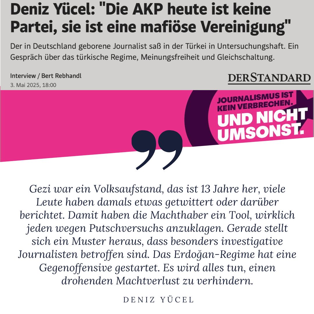 PEN Berlin (@pen_berlin) on Twitter photo Im <a href="/derStandardat/">DER STANDARD</a> spricht <a href="/Besser_Deniz/">Deniz Yücel</a> über das türkische Regime, Meinungsfreiheit und Gleichschaltung. 👇
✨ So können Sie unabhängige Medien in der Türkei unterstützen:
👉 Spenden Sie jetzt! Jeder Euro zählt und kommt direkt unabhängigen Medien in der Türkei zugute.
👉 Im <a href="/derStandardat/">DER STANDARD</a> spricht <a href="/Besser_Deniz/">Deniz Yücel</a> über das türkische Regime, Meinungsfreiheit und Gleichschaltung. 👇
✨ So können Sie unabhängige Medien in der Türkei unterstützen:
👉 Spenden Sie jetzt! Jeder Euro zählt und kommt direkt unabhängigen Medien in der Türkei zugute.
👉