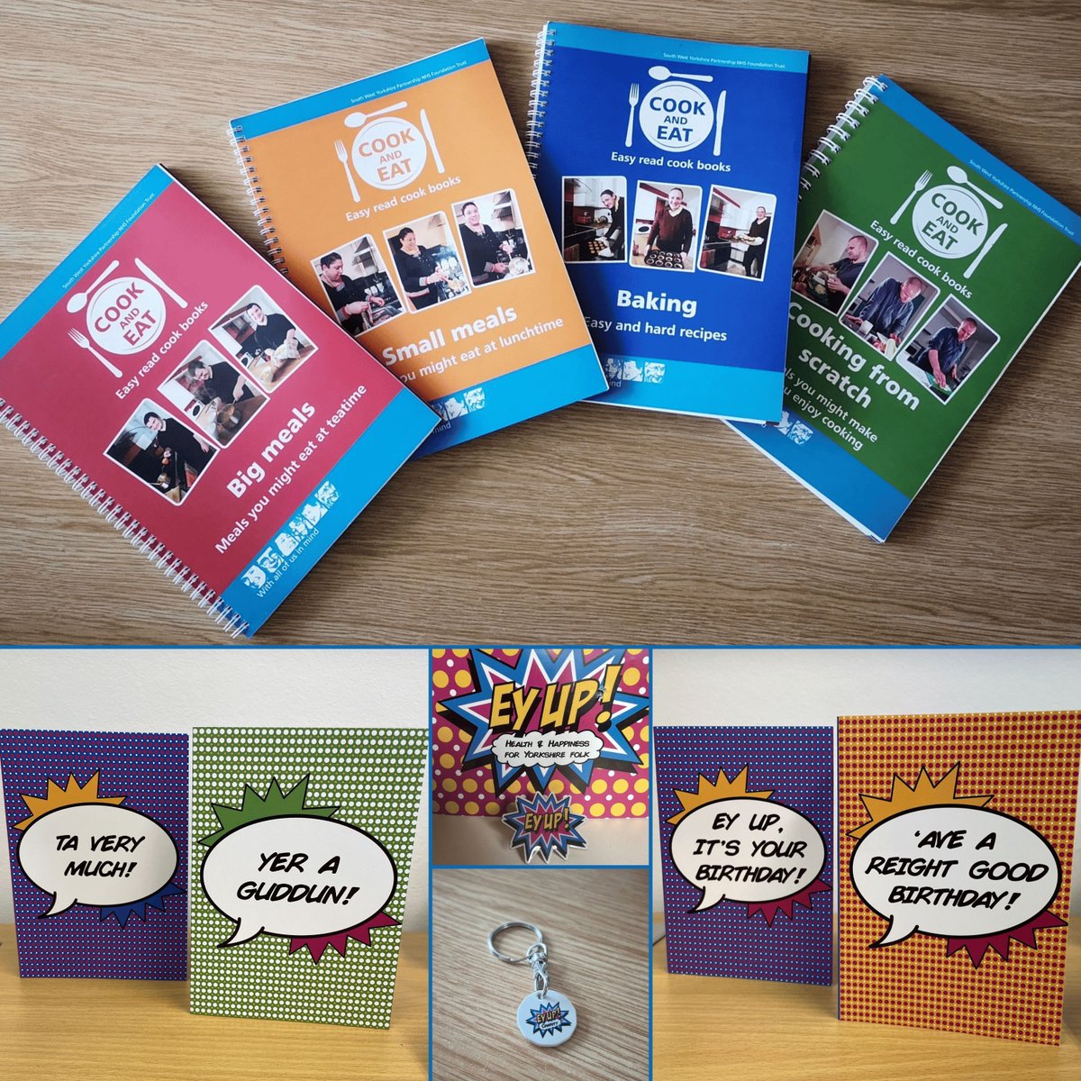 Check out some of our amazing gifts available at the EyUp! online shop including:

- EyUp! logo pin badge 🌟
- Trolley coins 🛒
- Cook and eat easy read recipe books 👩‍🍳
- Birthday and thank you cards 🥳 

 Take a look here 🎁 buff.ly/gsWaBtN