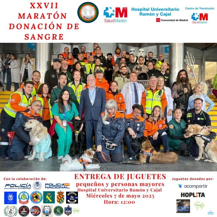 Obj17alliance's tweet photo. Este próximo miércoles 7 de mayo, se celebra el XXVII #maratondedonaciondesangre en el Hospital Ramon Y Cajal. 

A las 12h, realizaremos la habitual entrega de juguetes a los más pequeños y a los más mayores ingresados en el hospital organizado por la @Asc_SONRISAS 

#so17 https://t.co/YZVe8oDR6h