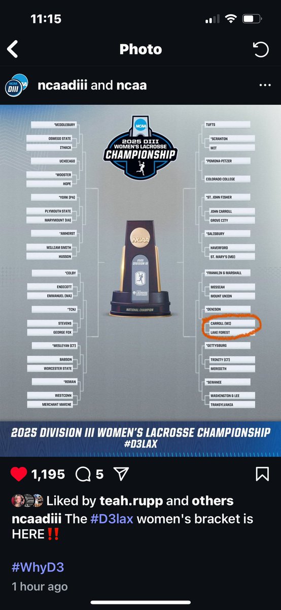 . <a href="/PioWLAX/">Carroll U. Women’s Lacrosse</a> going dancing! 💃 

#d3lax I #GoPios I #NotDoneYet